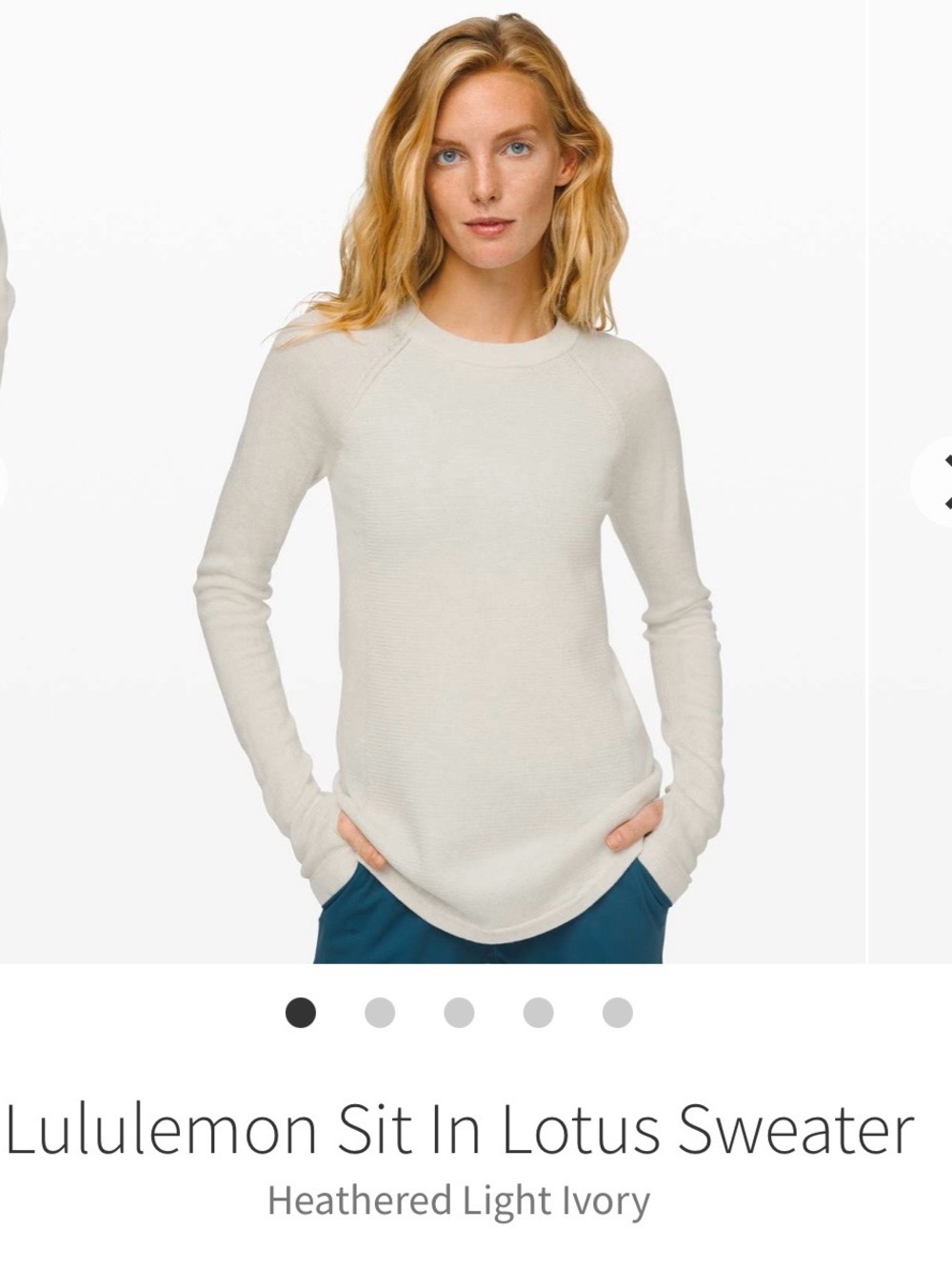 Lululemon Sit In Lotus Sweater - Heathered Light Ivory. Size 10. EUC. $45